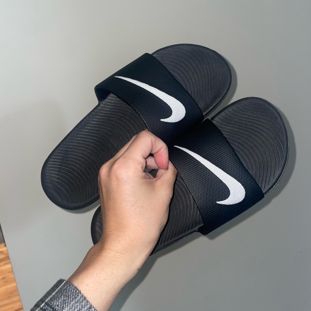 Nike Black and White Slide Sandals